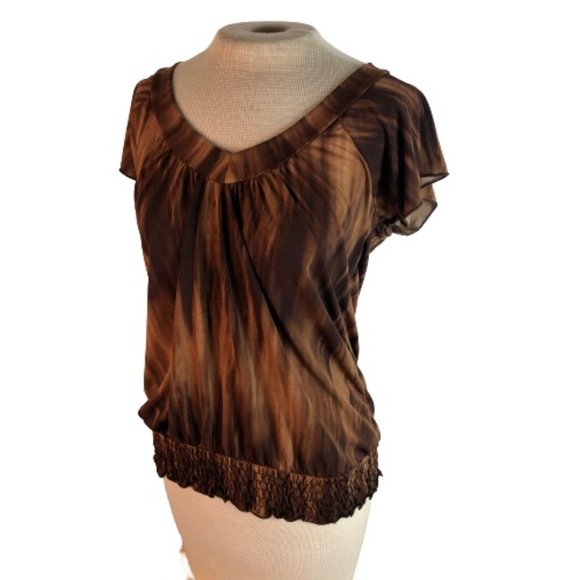 Agenda Tops - Agenda Knit Stretch Top Brown M Medium